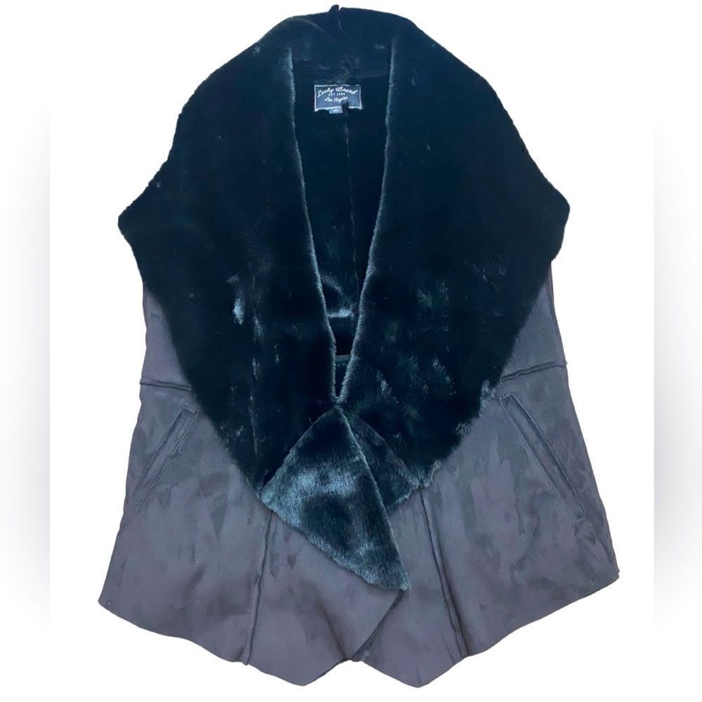 Lucky Brand Faux Fur Black Vest